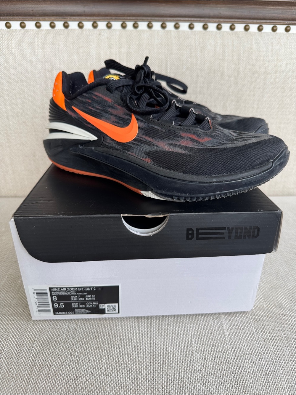 Nike Air Zoom G.T. Cut 2 Men’s Black and Orange Athletic Running Shoes Size 8
